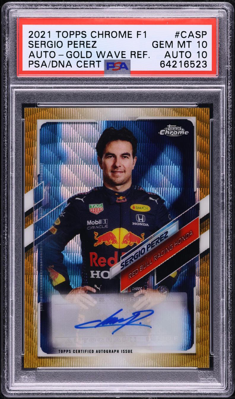 2021 Topps Chrome Formula 1 F1 Gold Wave Sergio Perez AUTO DNA 10 /50 PSA 10 GEM