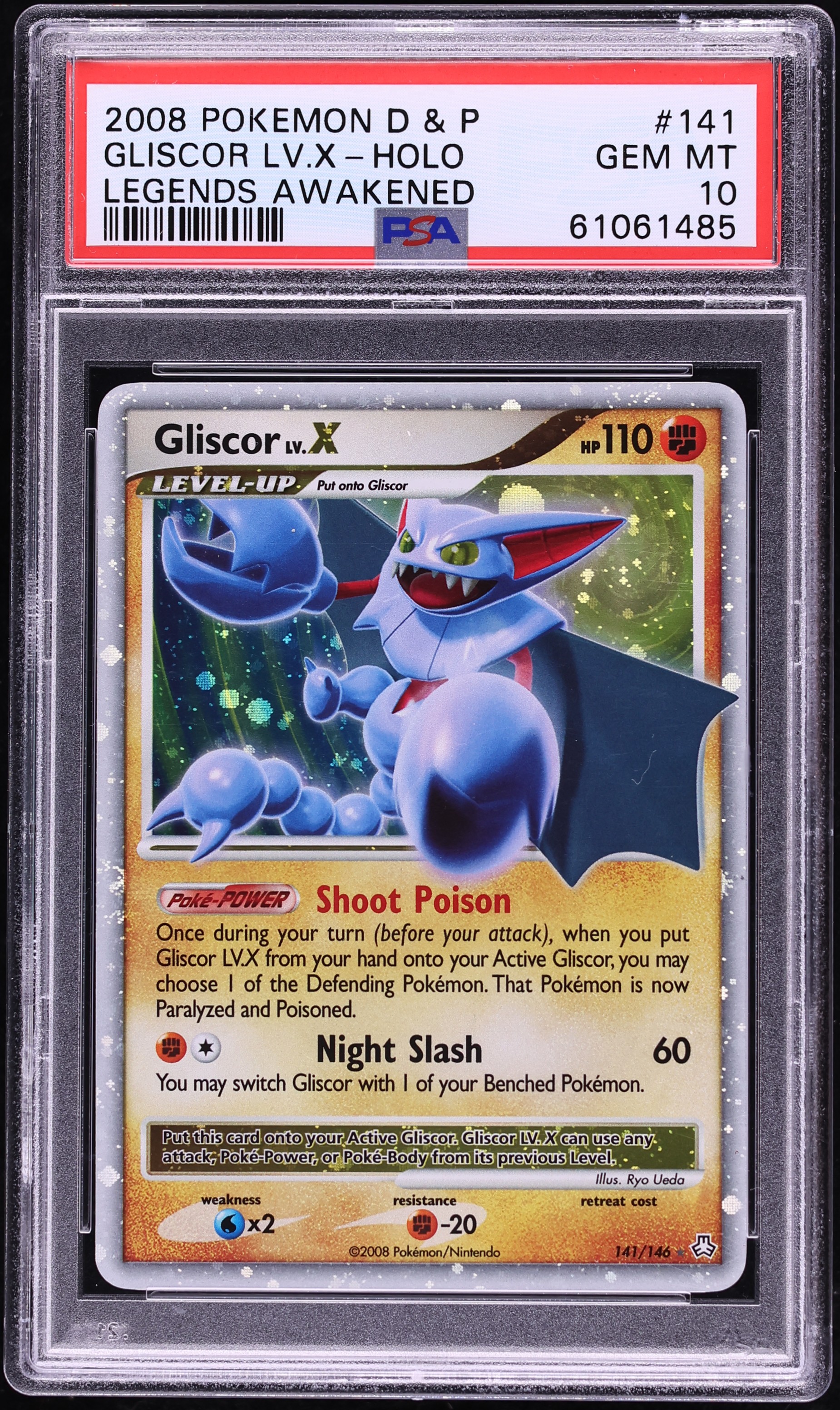 2008 Pokemon Diamond & Pearl Legends Awakened Holo Gliscor Lv.X #141 PSA 10 GEM