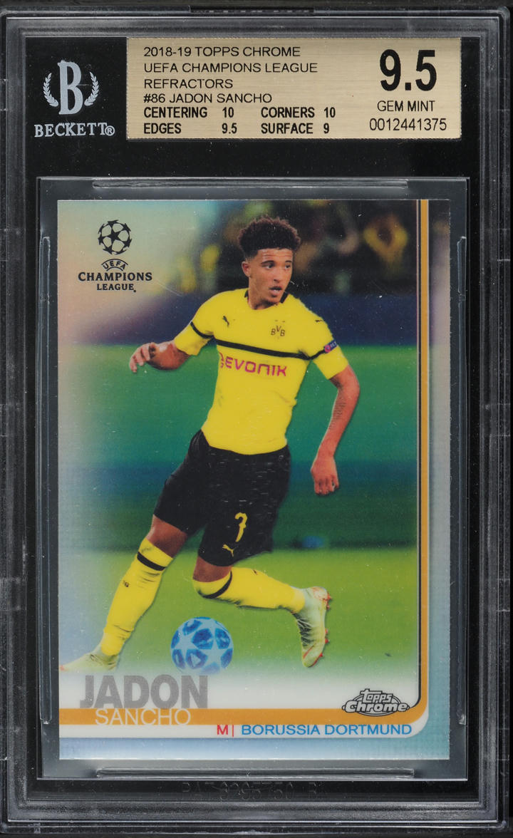 2018 Topps Chrome UEFA Refractor Jadon Sancho ROOKIE #86 BGS 9.5 GEM MINT