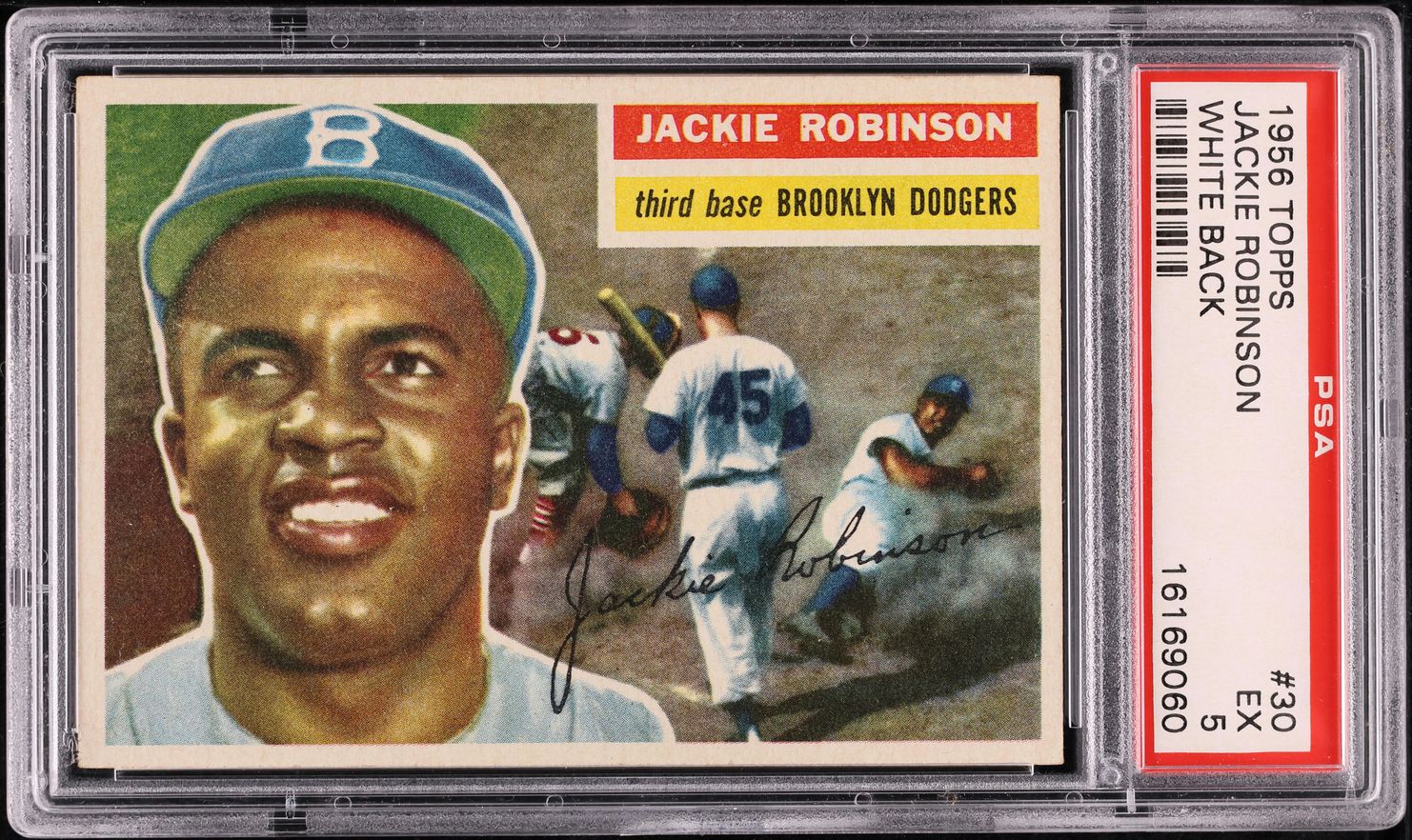 1956 Topps Jackie Robinson WHITE BACK #30 PSA 5 EX