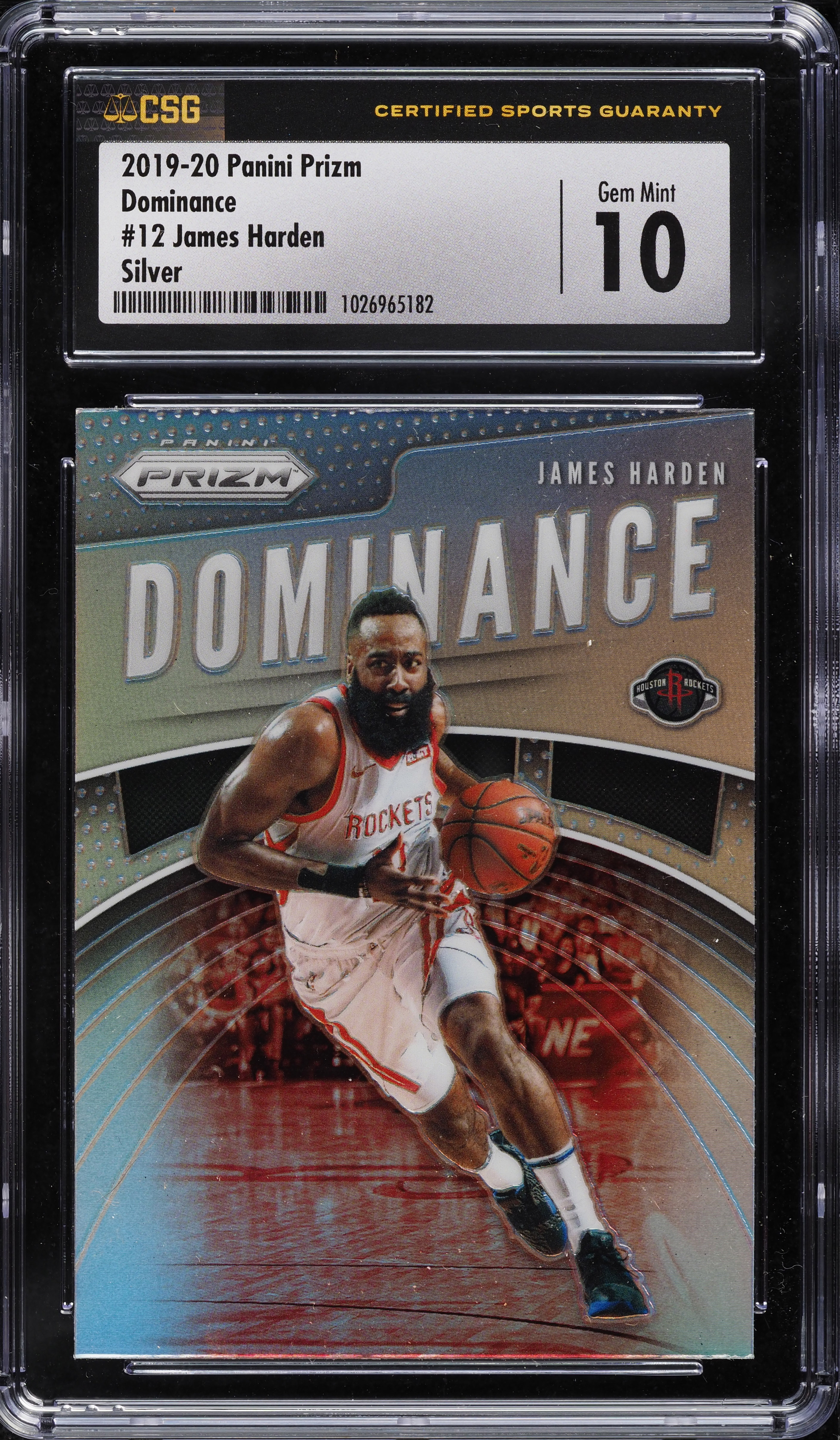 2019 Panini Prizm Dominance Silver Prizms James Harden #12 CSG 10 GEM MINT