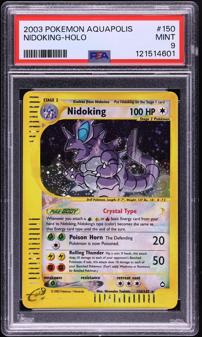 2003 Pokemon Aquapolis Holo Crystal Nidoking #150 PSA 9 MINT