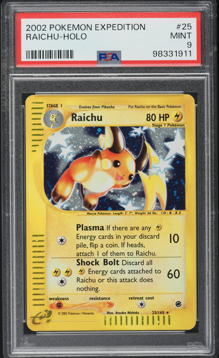 2002 Pokemon Expedition Holo Raichu #25 PSA 9 MINT