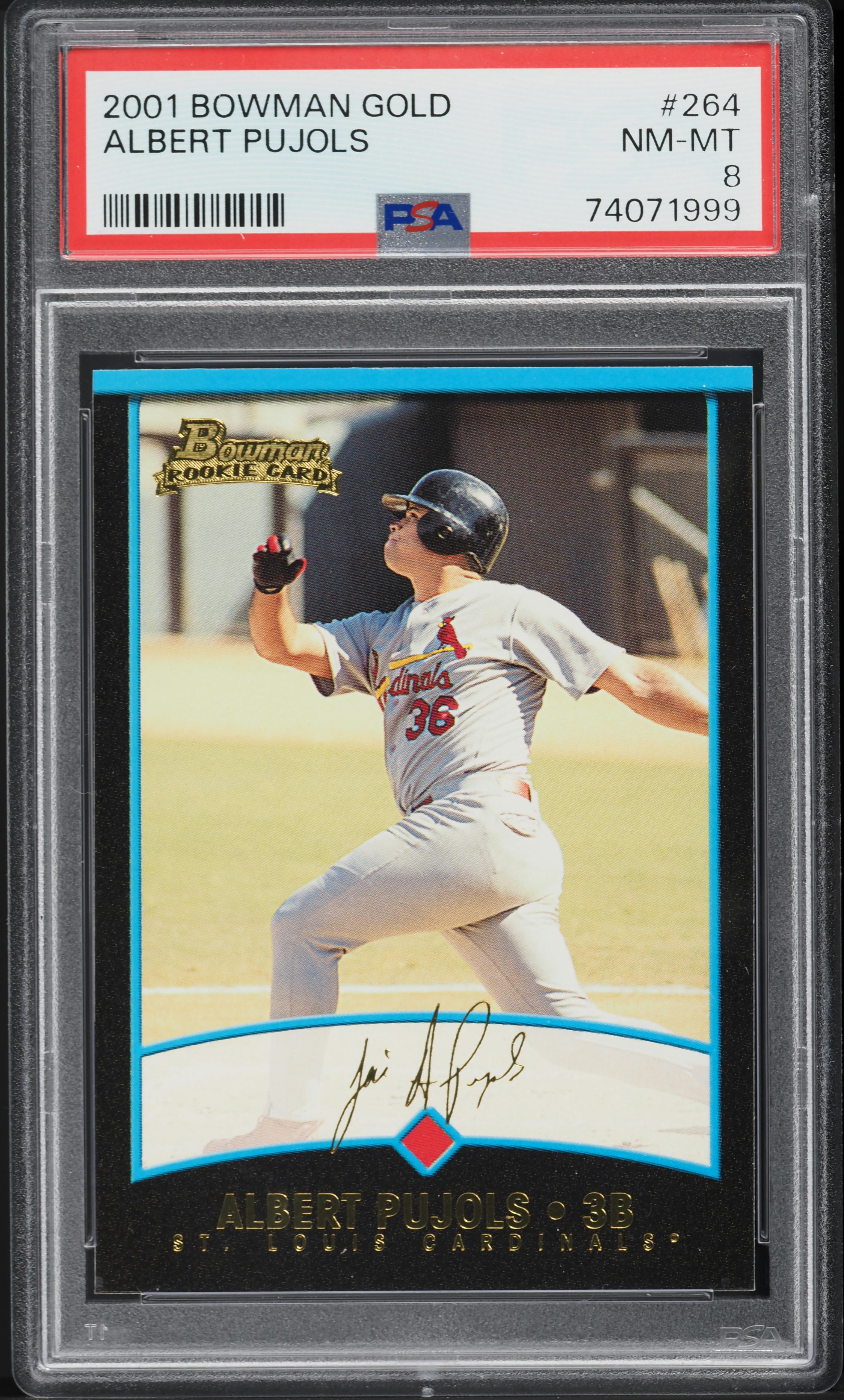 2001 Bowman Gold Albert Pujols ROOKIE #264 PSA 8 NM-MT