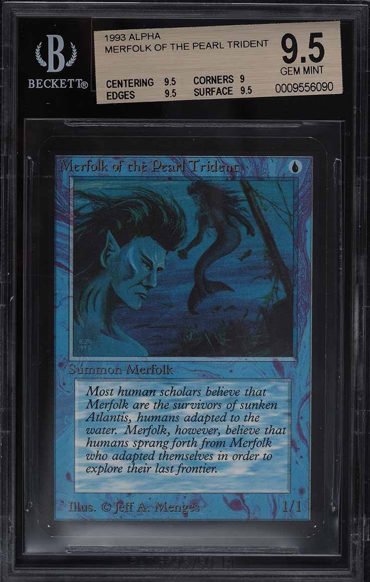 1993 Magic The Gathering MTG Alpha Merfolk Of The Pearl Trident C B BGS 9.5 GEM