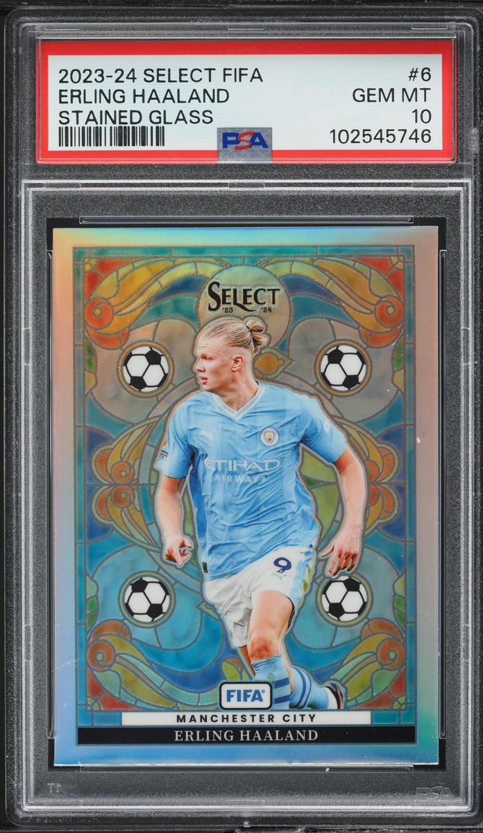 2023 Select FIFA Stained Glass Erling Haaland #6 PSA 10 GEM MINT