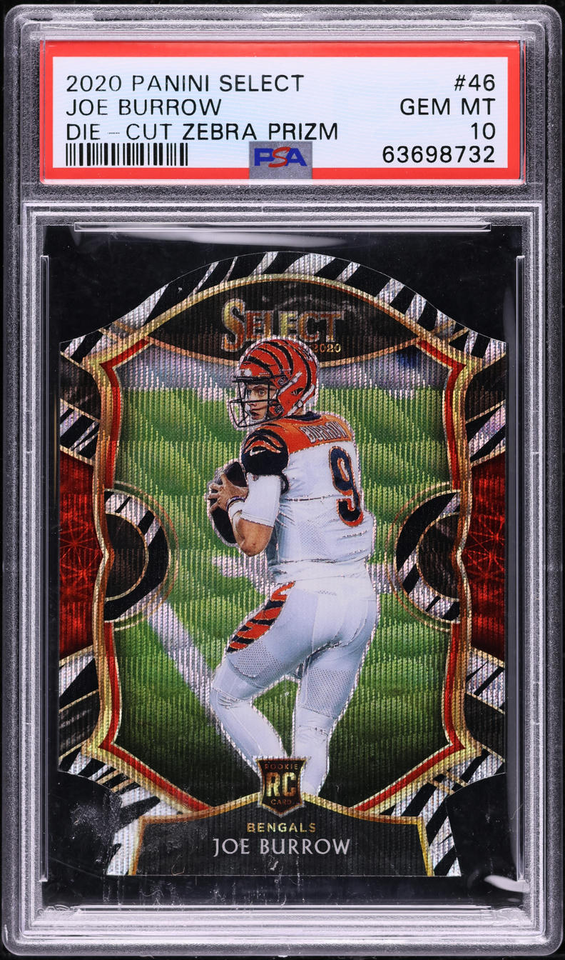 2020 Select Concourse Zebra Prizm Die-Cut Joe Burrow ROOKIE #46 PSA 10 GEM MINT
