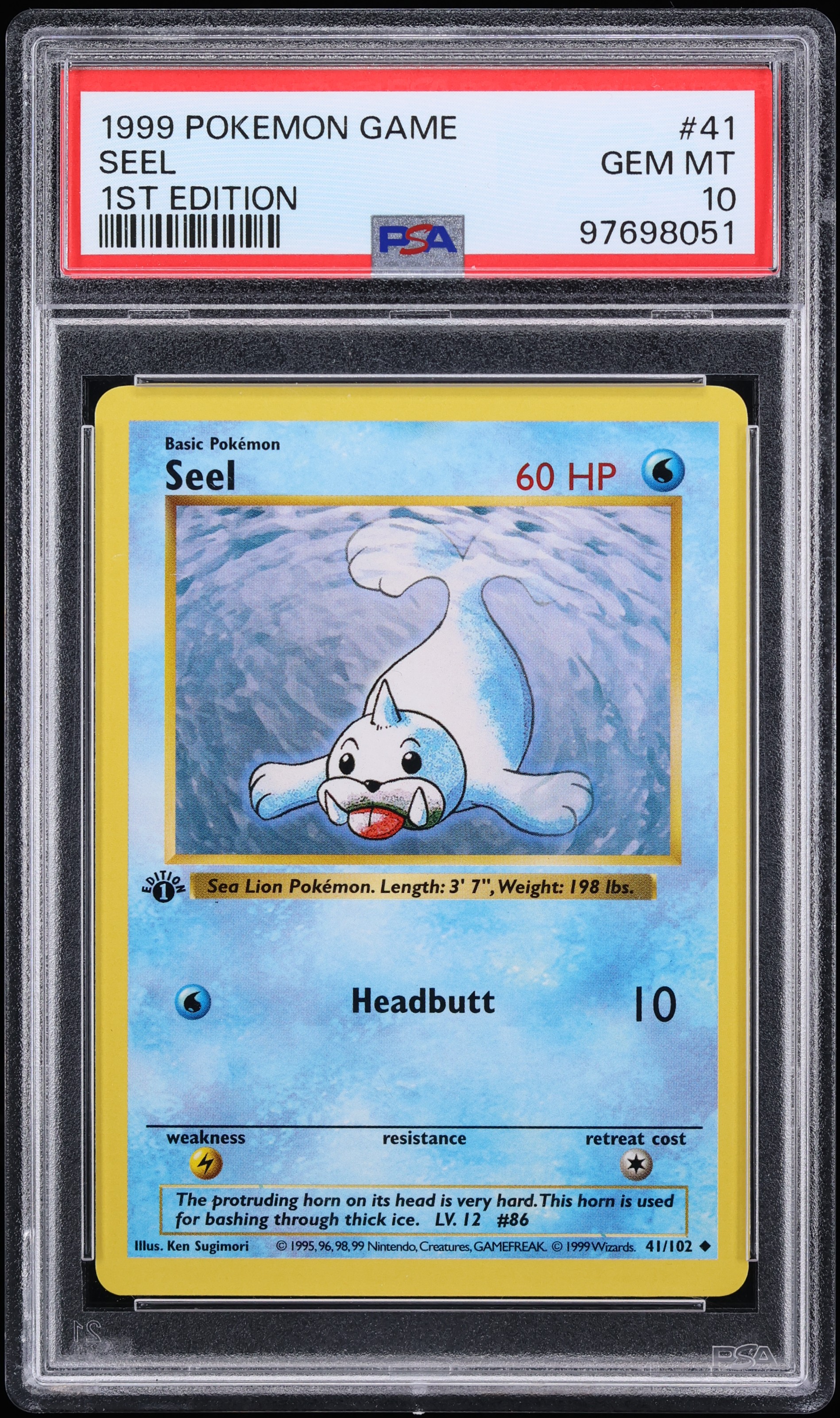 1999 Pokemon Base Set Shadowless 1st Edition Seel #41 PSA 10 GEM MINT