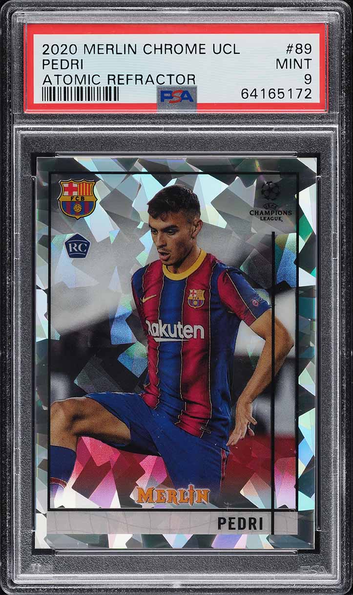 2020 Topps Merlin Chrome UEFA Atomic Refractor Pedri ROOKIE /250 #89 PSA 9 MINT