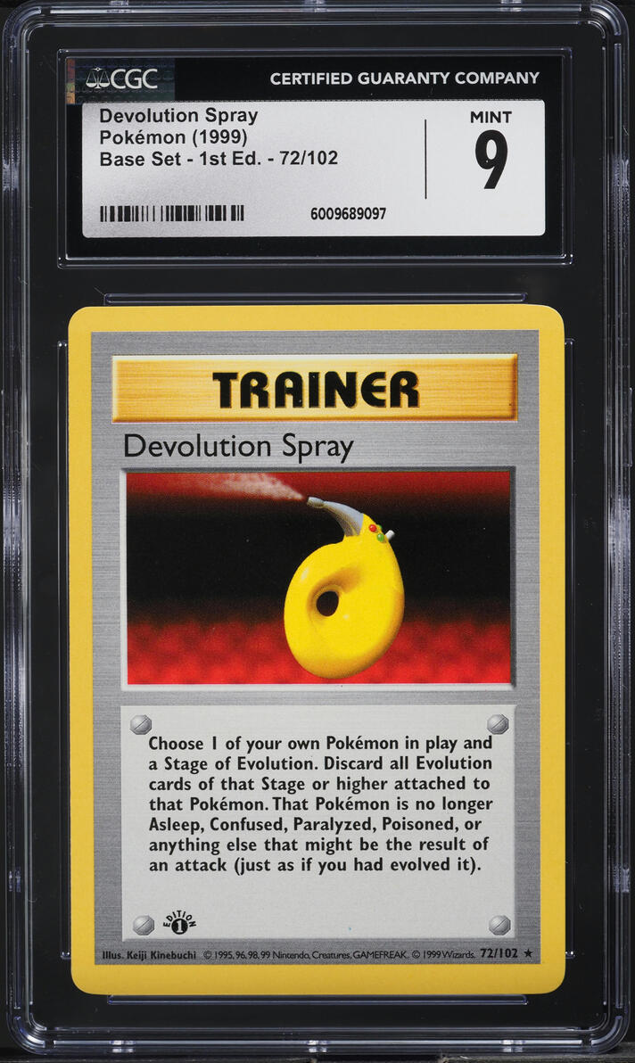 1999 Pokemon Base Set Shadowless 1st Edition Devolution Spray #72 CGC 9 MINT