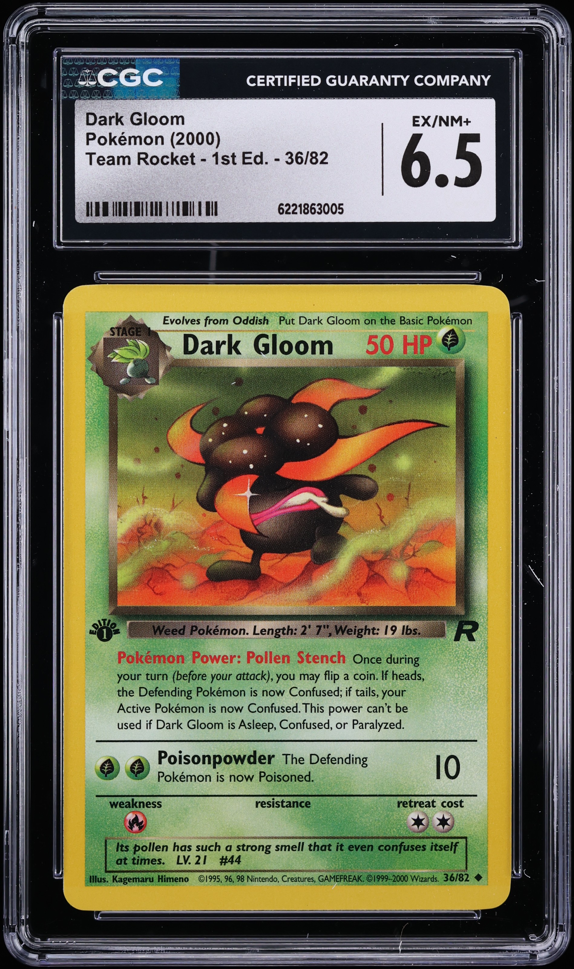 2000 Pokemon Team Rocket 1st Edition Dark Gloom #36 CGC 6.5 EXMT+