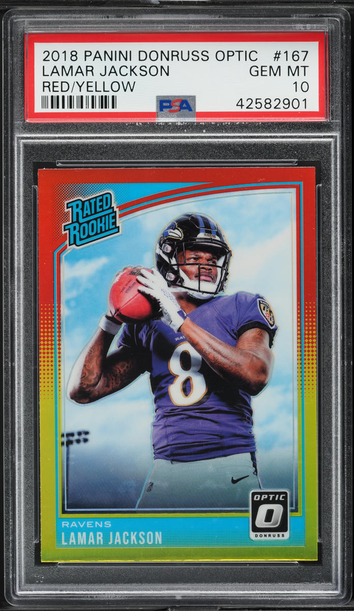2018 Donruss Optic Red Yellow Lamar Jackson ROOKIE #167 PSA 10 GEM MINT