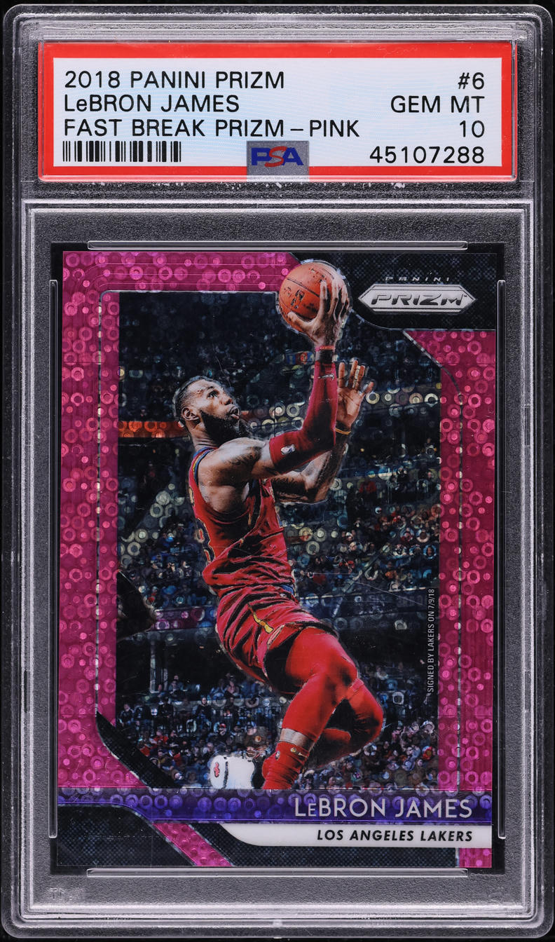 2018 Panini Prizm Fast Break Pink LeBron James /50 #6 PSA 10 GEM MINT