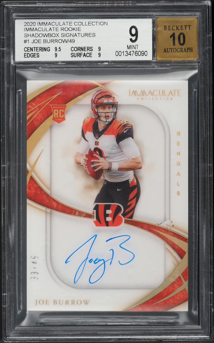 2020 Immaculate Collection Shadowbox Joe Burrow ROOKIE AUTO /49 #1 BGS 9 MINT