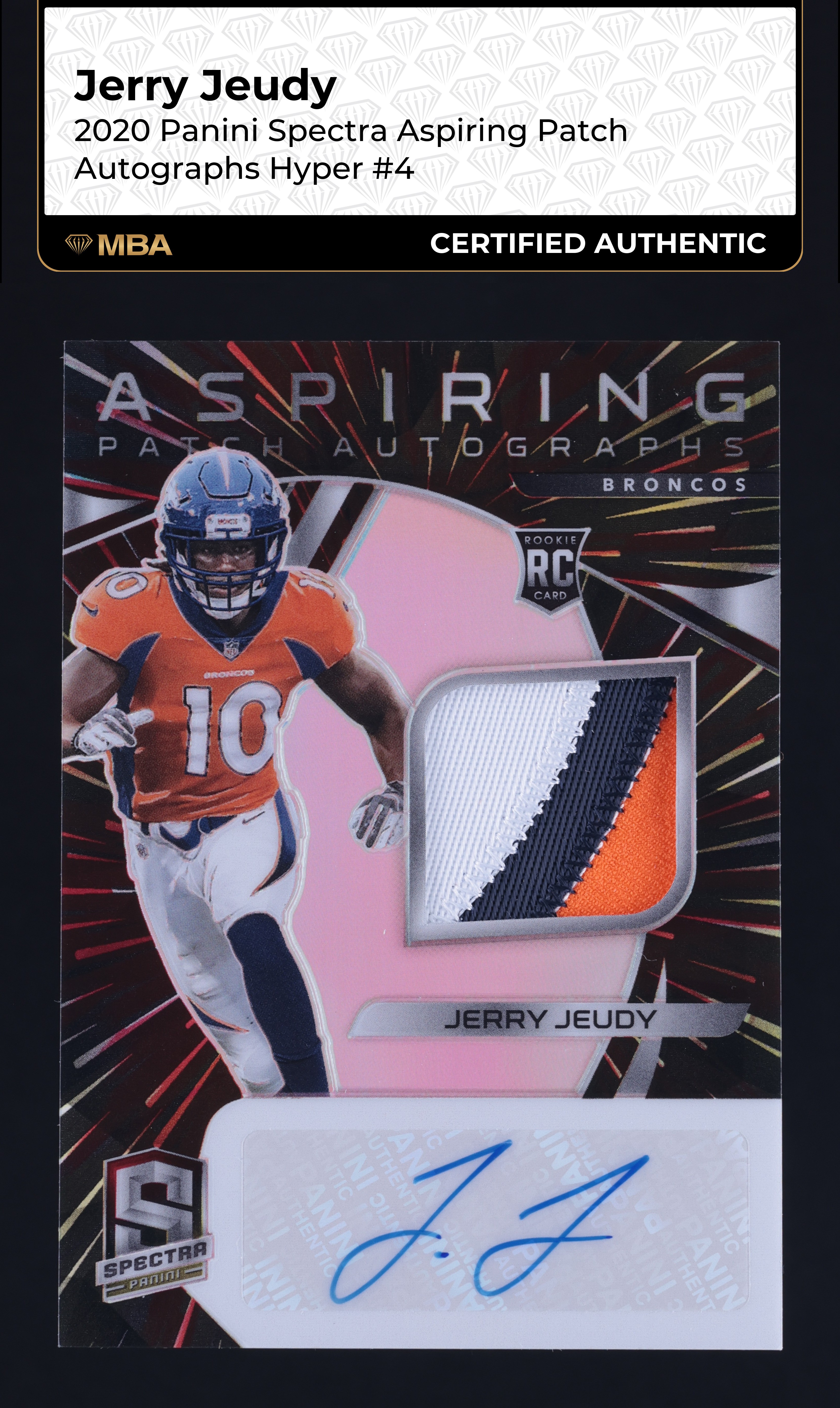 2020 Panini Spectra Aspiring Hyper Jerry Jeudy ROOKIE PATCH AUTO /60 #4 MBA AUTH