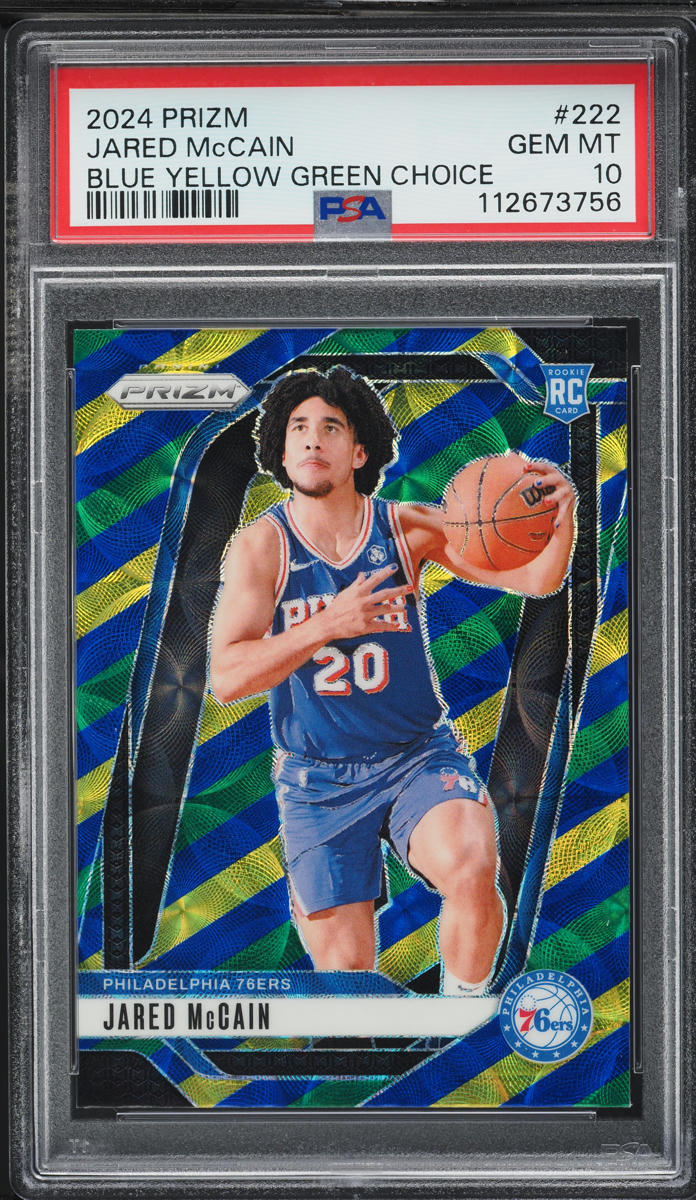 2024 Panini Prizm Blue Yellow Green Choice Jared McCain ROOKIE #222 PSA 10