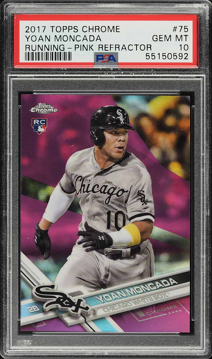 2017 Topps Chrome Pink Refractor Yoan Moncada ROOKIE RC #75 PSA 10 GEM MINT