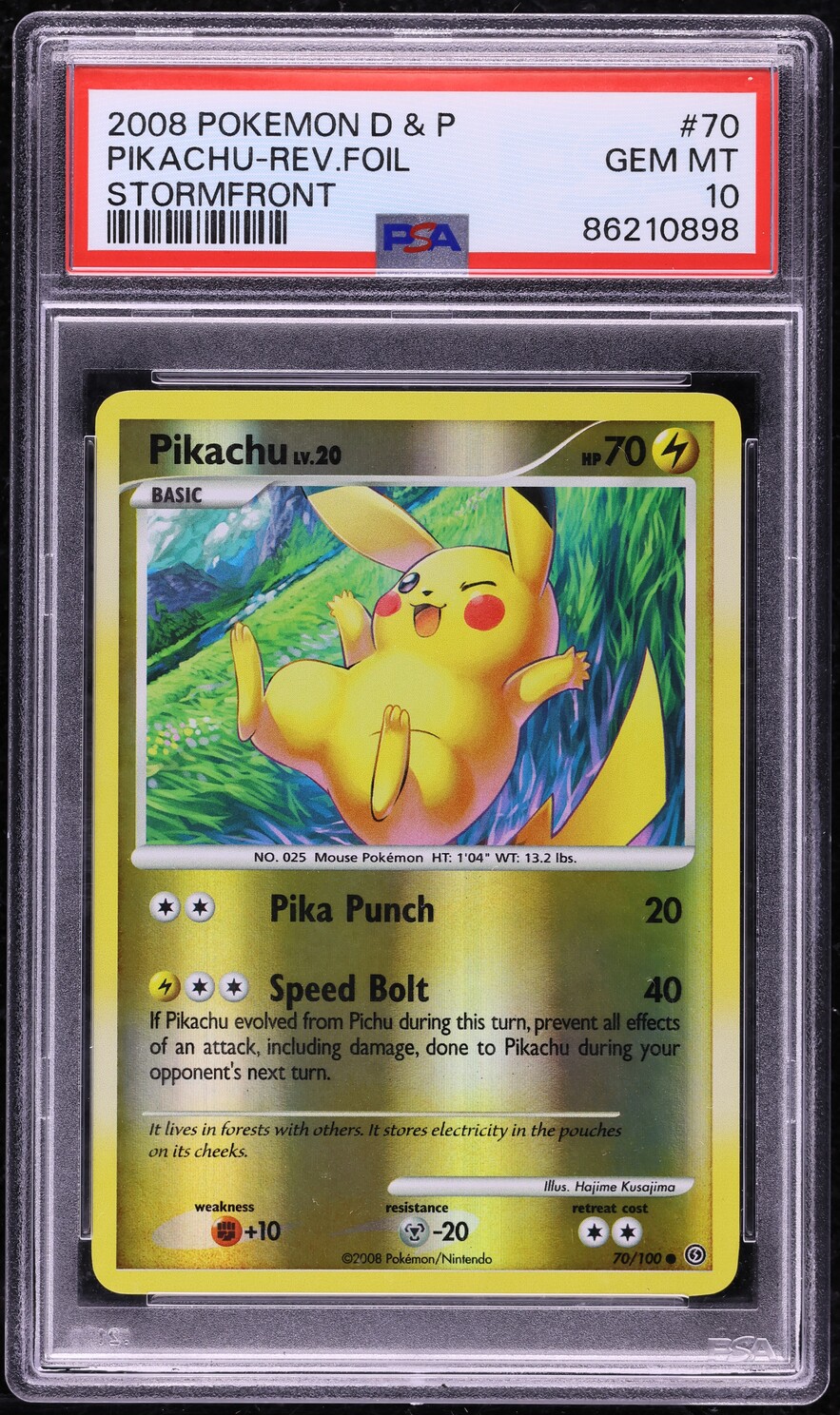 2008 Pokemon Diamond & Pearl Stormfront Reverse Foil Pikachu #70 PSA 10 GEM MINT