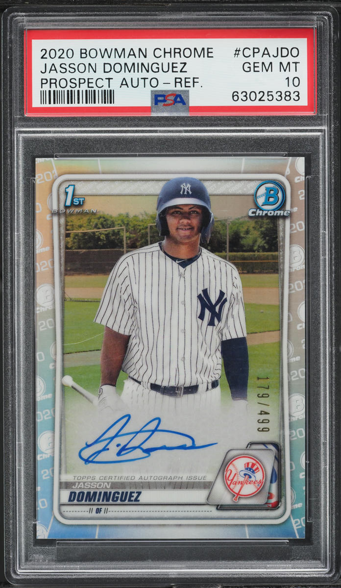 2020 Bowman Chrome Refractor Jasson Dominguez PROSPECT AUTO /499 PSA 10 GEM MINT