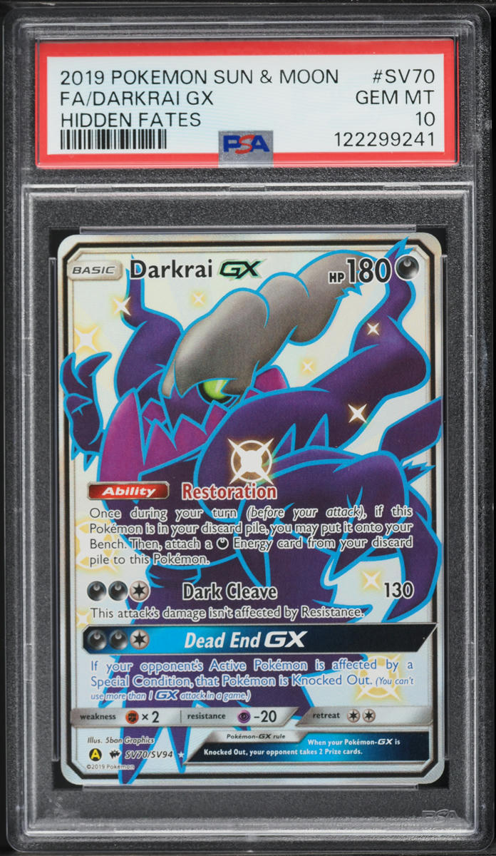 2019 Pokemon SM Hidden Fates Full Art Shiny Darkrai GX #SV70 PSA 10 GEM MINT