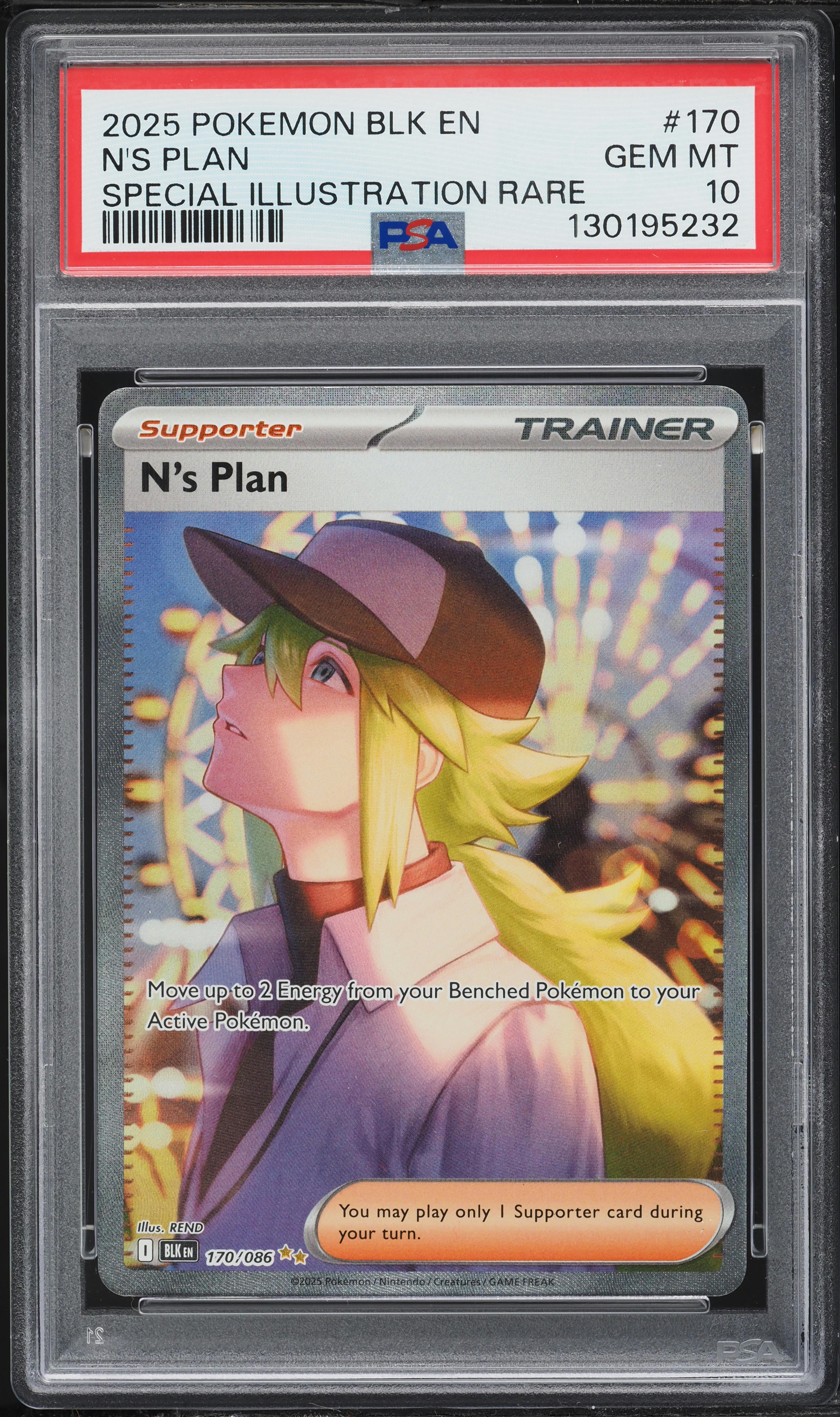 2025 Pokemon Scarlet & Violet Black Bolt SIR N'S Plan #170 PSA 10 GEM MINT