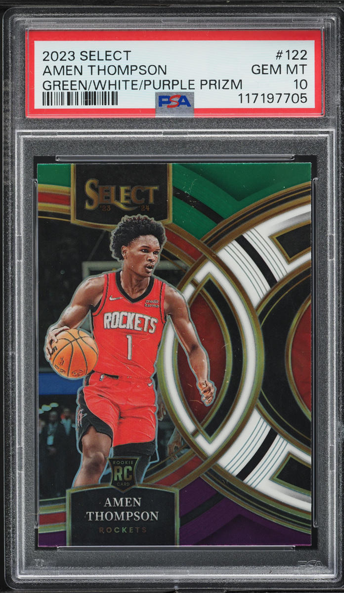 2023 Select Premier Green White Purple Prizm Amen Thompson ROOKIE #122 PSA 10