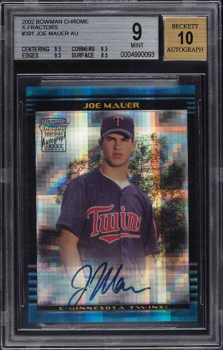 2002 Bowman Chrome X-Fractor Joe Mauer ROOKIE RC AUTO #391 BGS 9 MINT