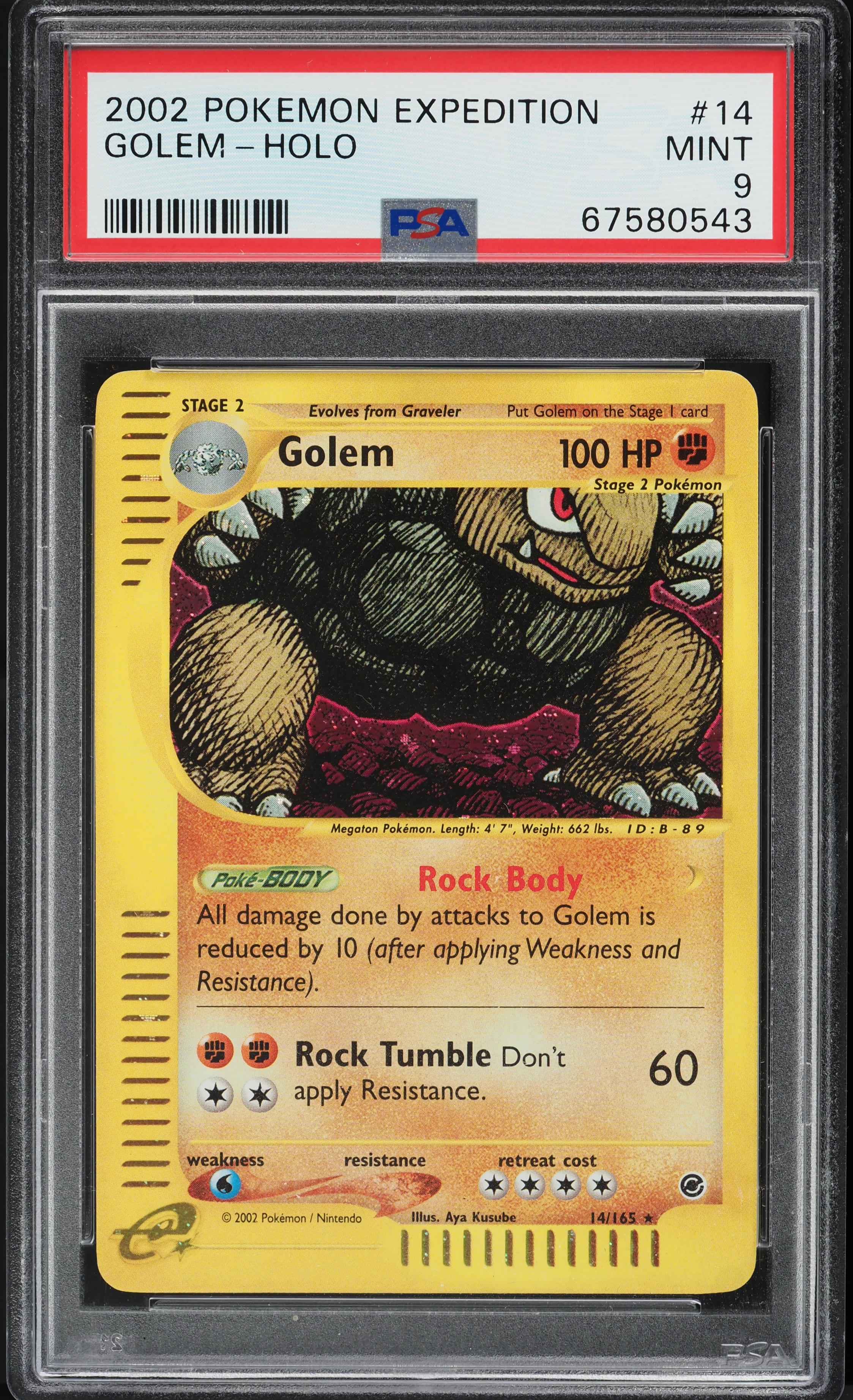 2002 Pokemon Expedition Holo Golem #14 PSA 9 MINT