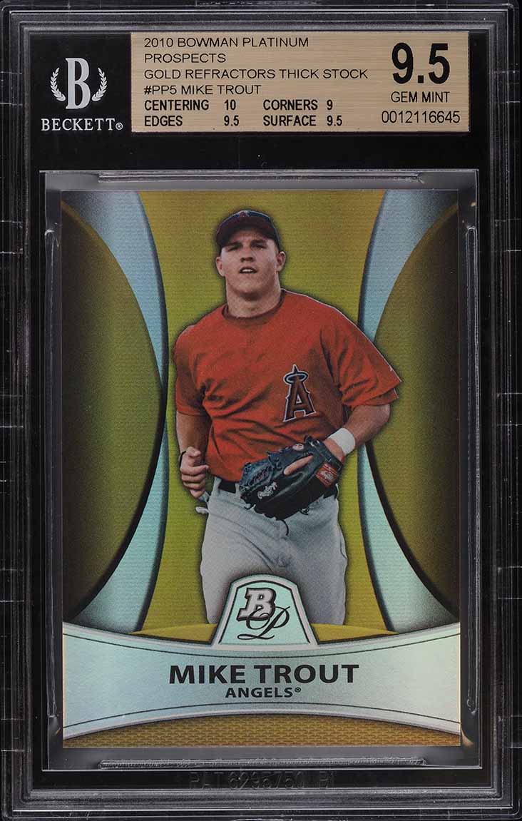 2010 Bowman Platinum Gold Refractor Thick Stock Mike Trout ROOKIE /539 BGS 9.5
