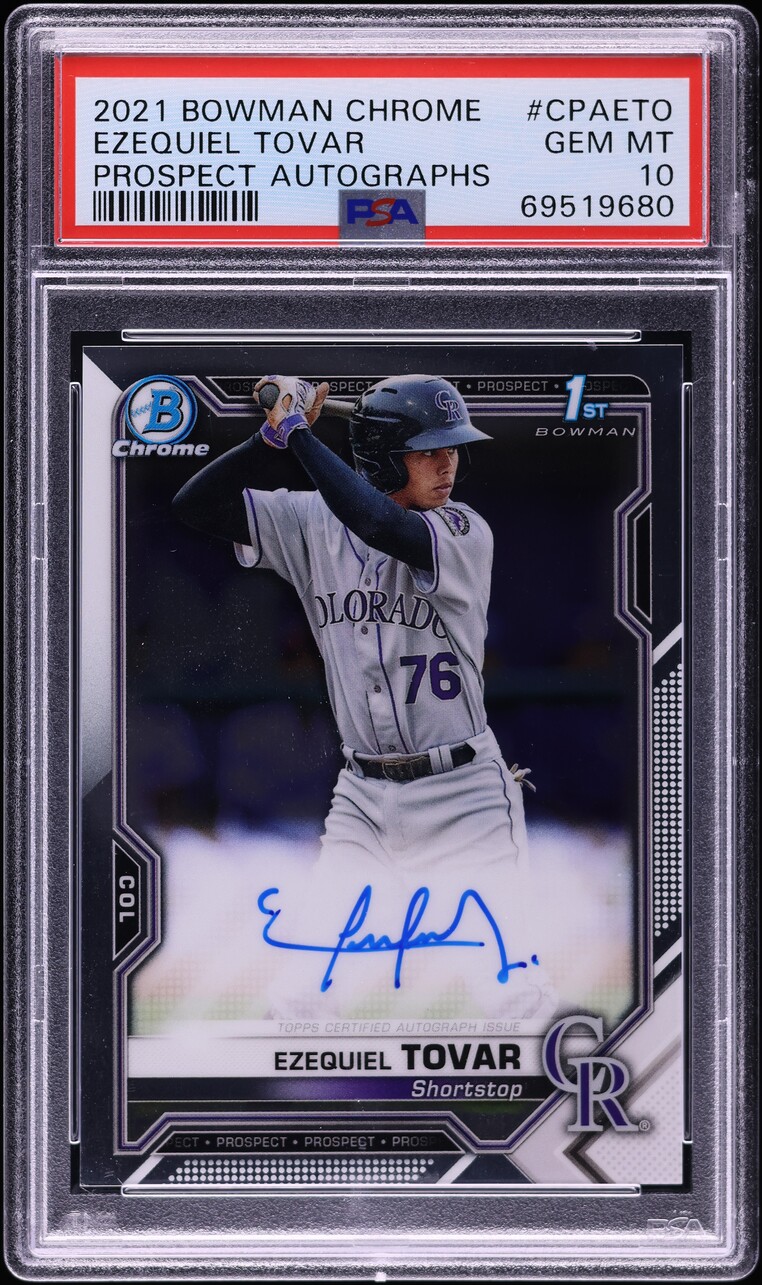 2021 Bowman Chrome Ezequiel Tovar PROSPECT AUTO #CPA-ETO PSA 10 GEM MINT