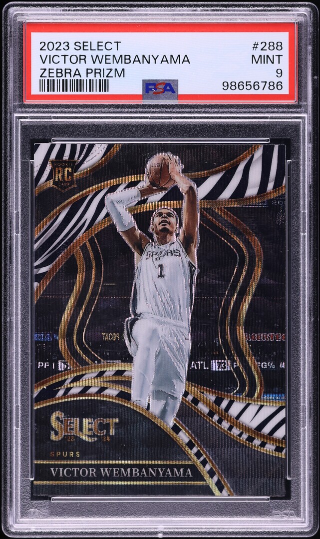2023 Select Courtside Zebra Prizm Victor Wembanyama ROOKIE #288 PSA 9 MINT