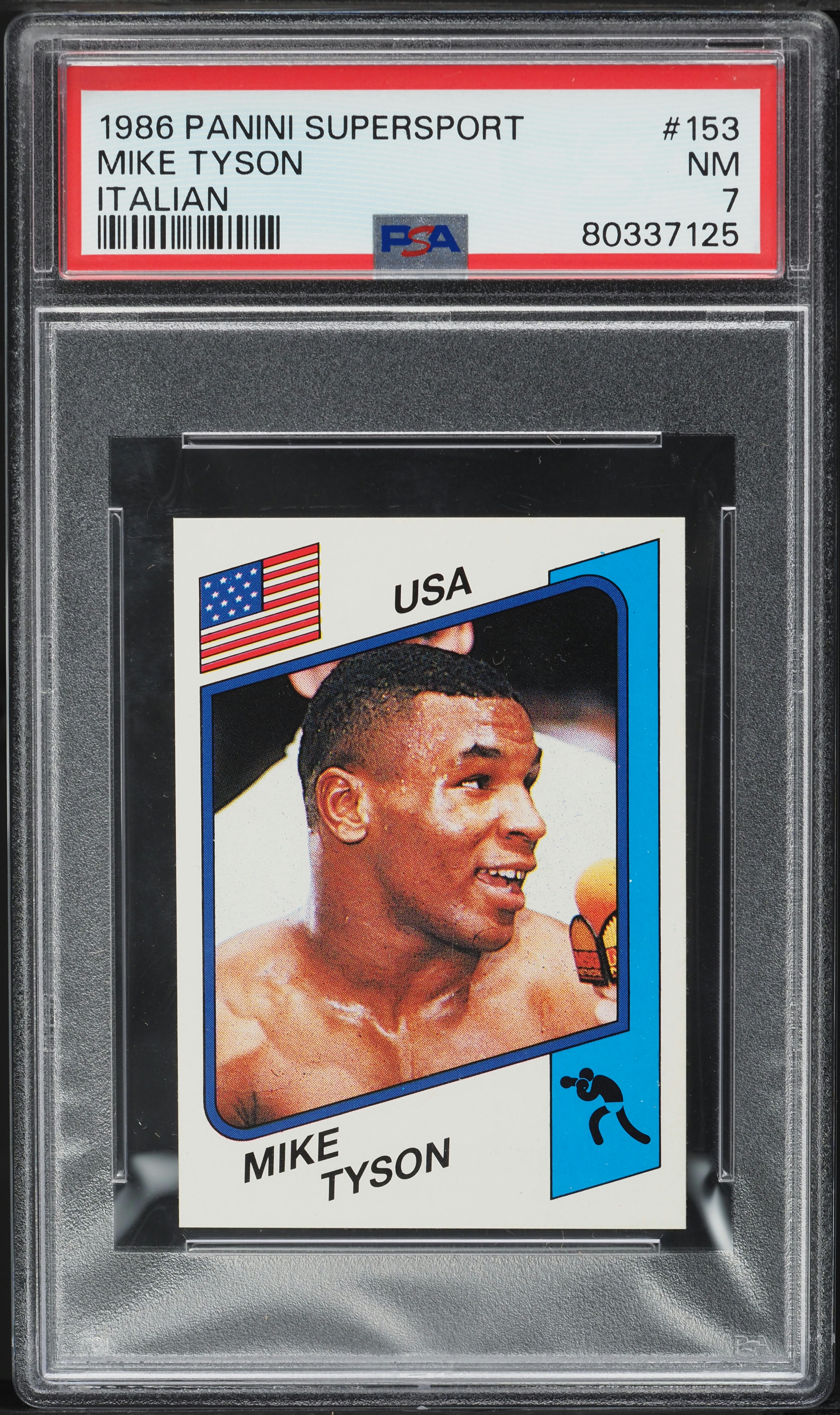 1986 Panini Supersport Italian Boxing Mike Tyson ROOKIE #153 PSA 7 NRMT (PWCC-E)