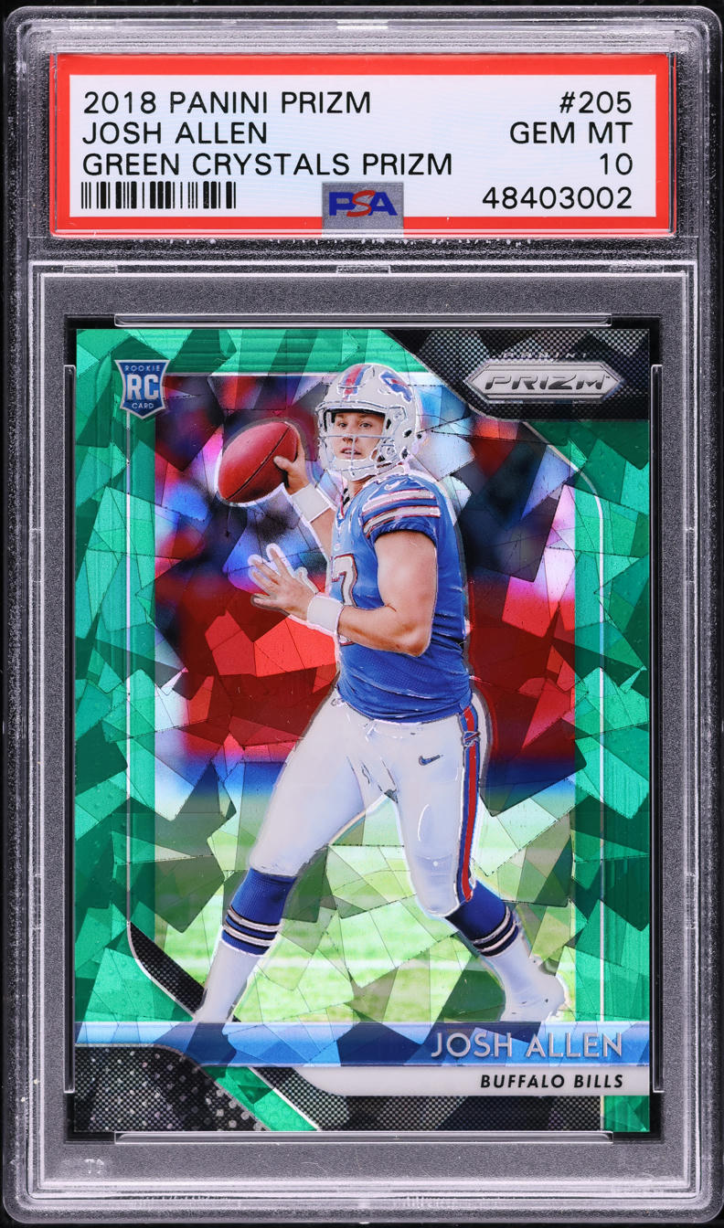 2018 Panini Prizm Green Crystals Josh Allen ROOKIE /75 #205 PSA 10 GEM MINT
