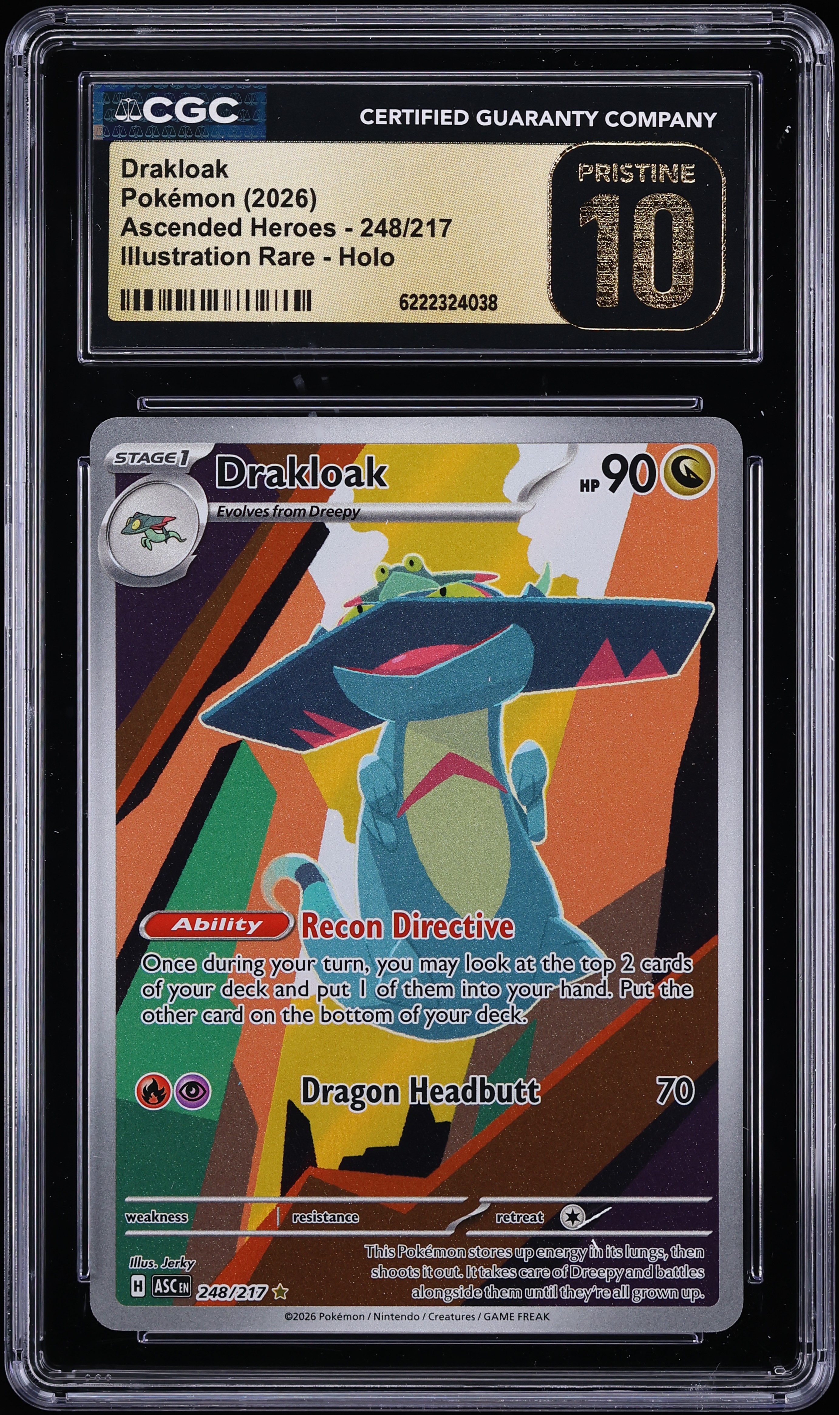 2026 Pokemon Mega Evolution Ascended Heroes IR Drakloak #248 CGC 10 PRISTINE