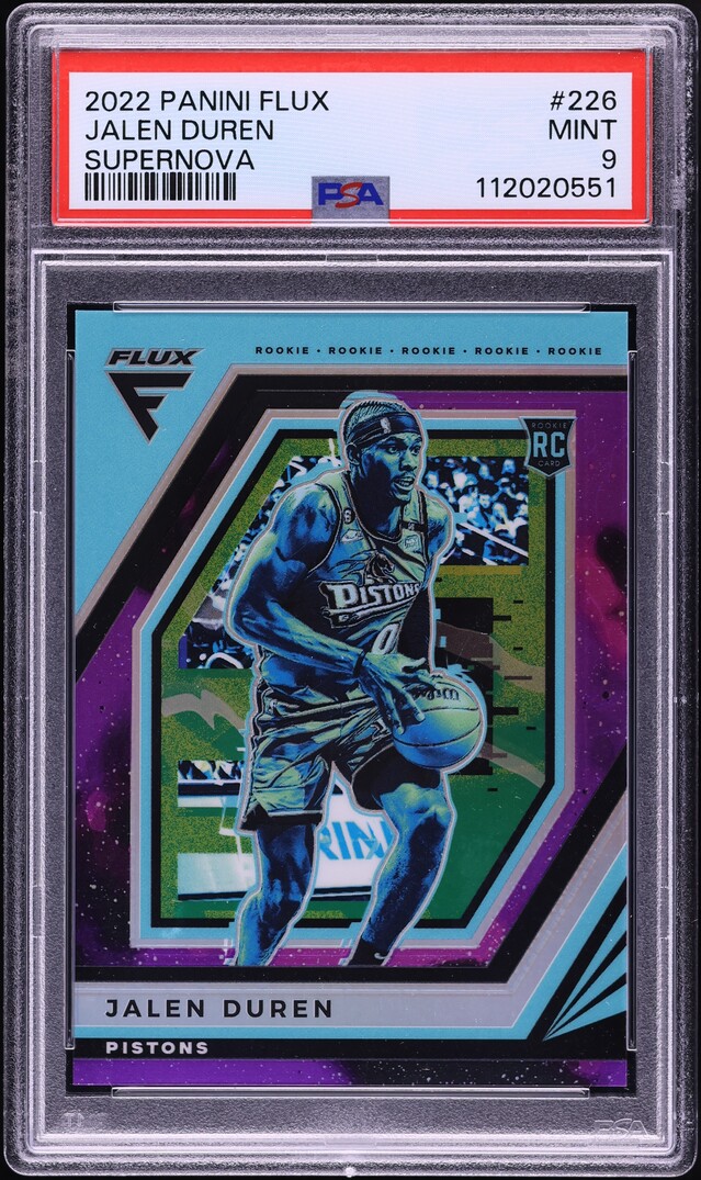 2022 Panini Flux Supernova Jalen Duren ROOKIE 75/75 #226 PSA 9 MINT