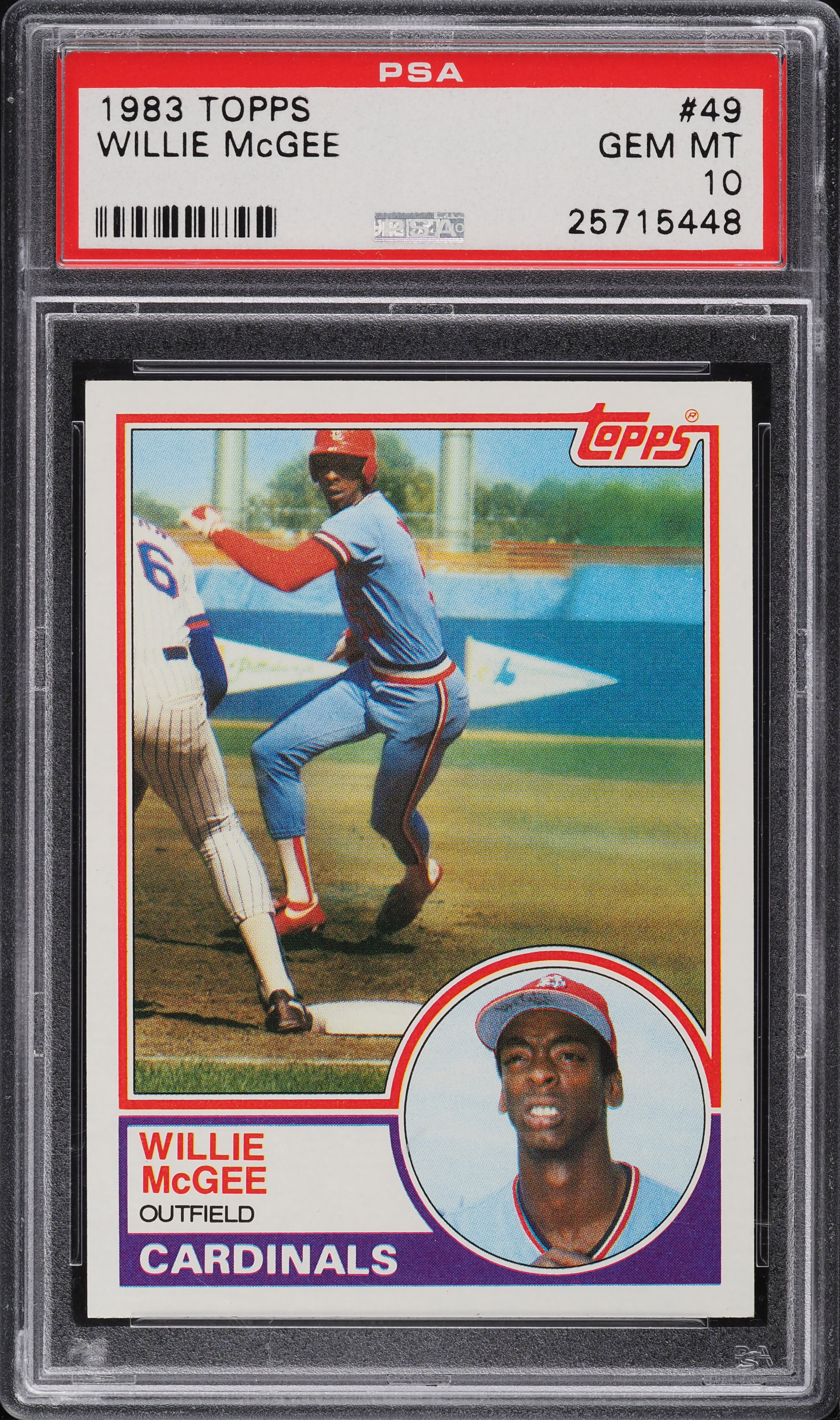 1983 Topps Willie McGee ROOKIE #49 PSA 10 GEM MINT