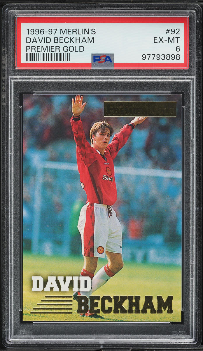 1996 Merlin's Premier Gold David Beckham ROOKIE #92 PSA 6 EXMT
