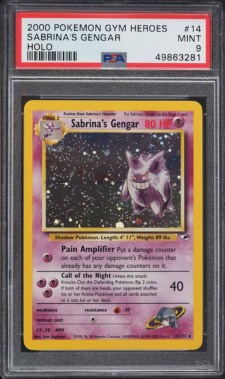 2000 Pokemon Gym Heroes Holo Sabrina's Gengar #14 PSA 9 MINT