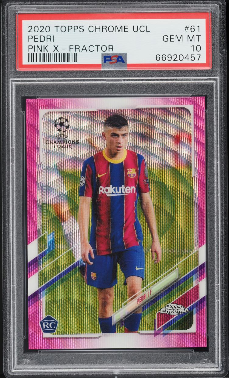 2020 Topps Chrome UEFA Pink Xfractor Pedri ROOKIE #61 PSA 10 GEM MINT