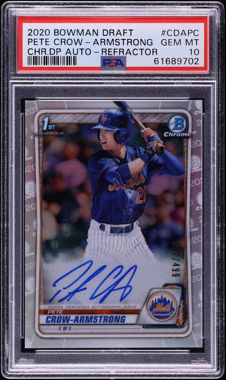 2020 Bowman Chrome Draft Refractor Pete Crow-Armstrong PROSPECT AUTO /499 PSA 10