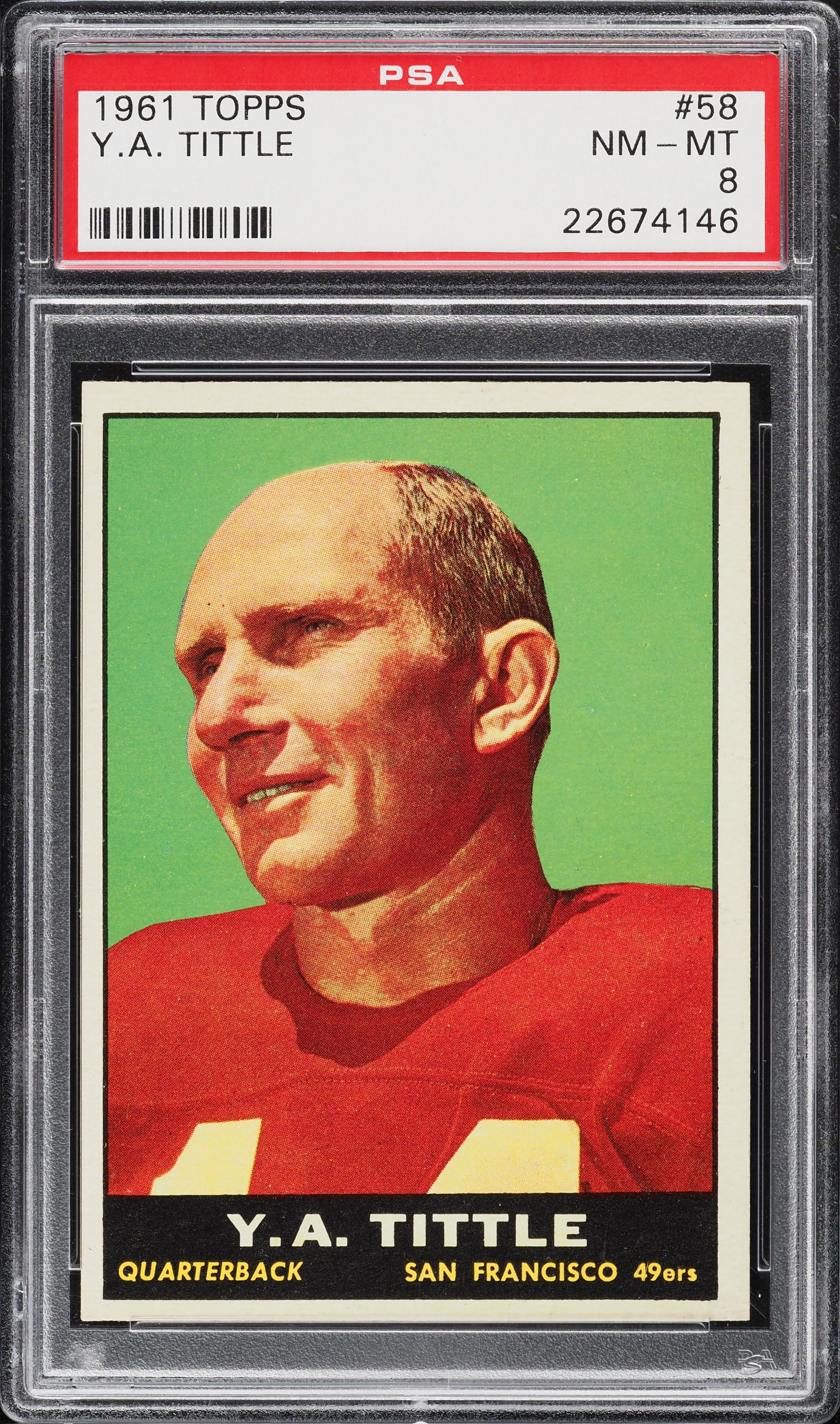 1961 Topps Football Y.A. Tittle #58 PSA 8 NM-MT
