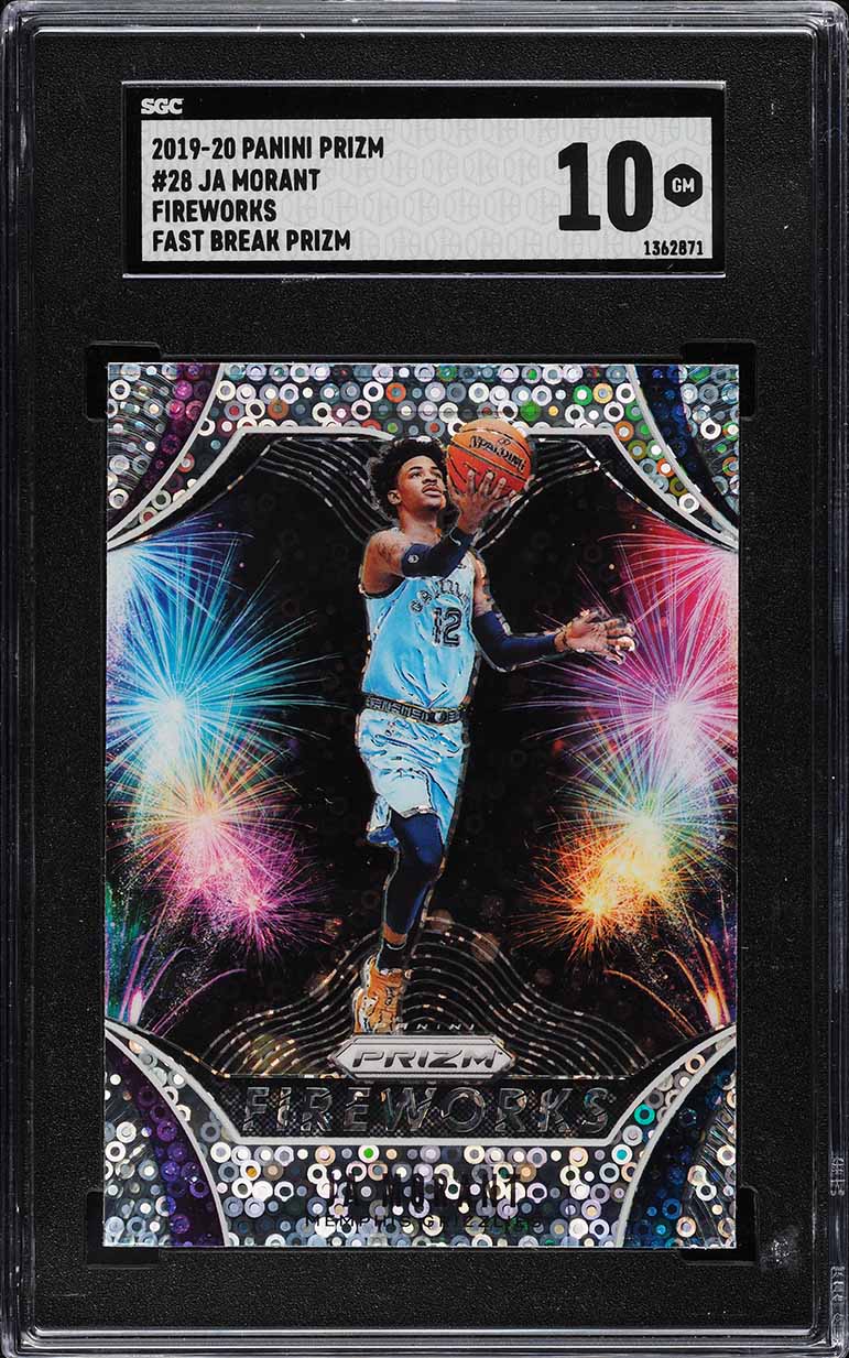 2019 Panini Prizm Fireworks Fast Break Ja Morant ROOKIE #28 SGC 10 GEM MINT