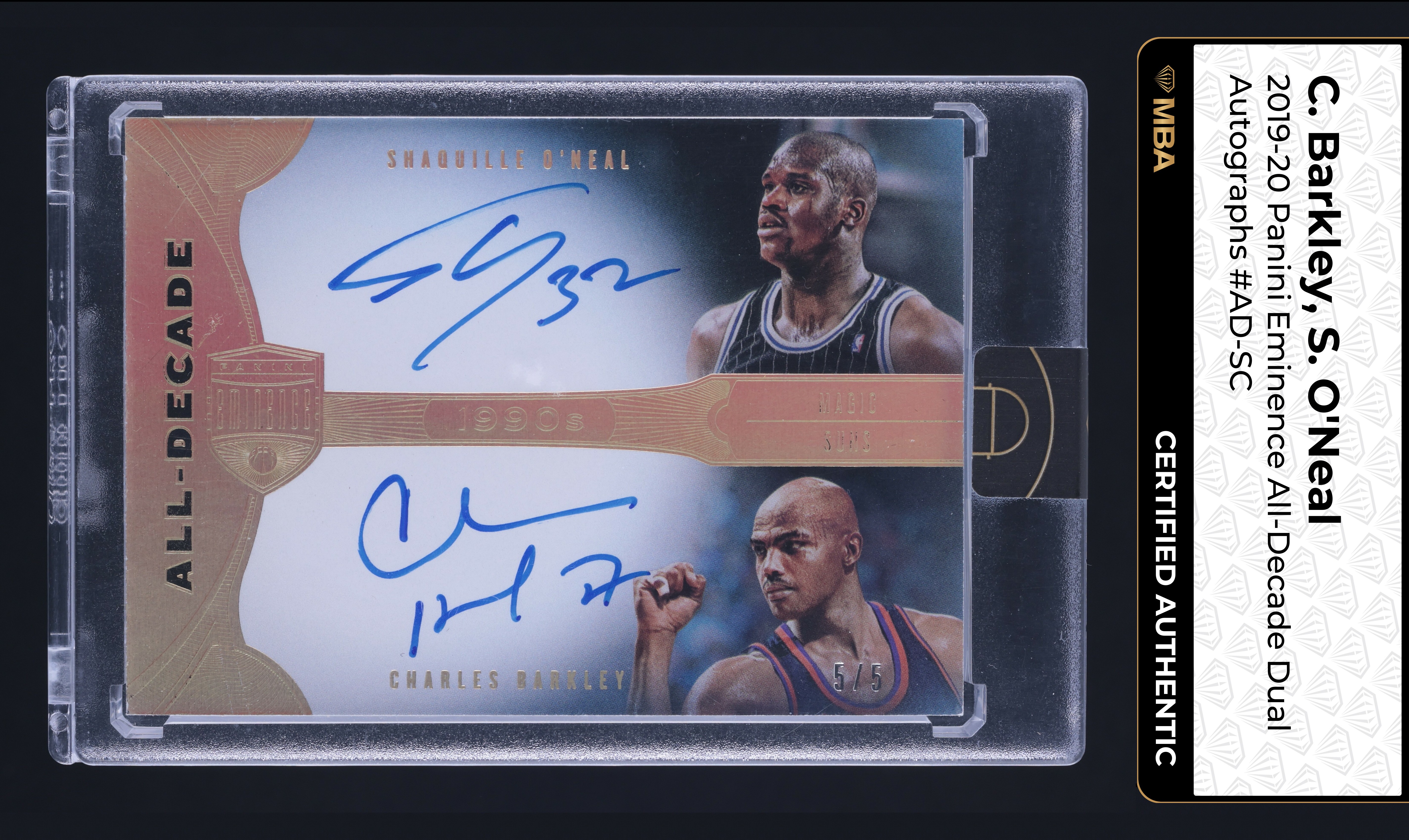 2019 Panini Eminence Charles Barkley Shaquille O'Neal AUTO 5/5 MBA AUTH