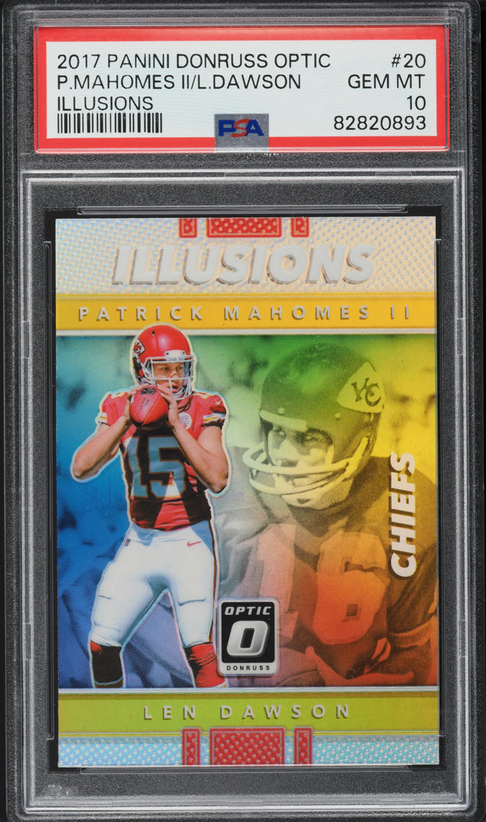 2017 Donruss Optic Illusions Len Dawson Patrick Mahomes II ROOKIE #20 PSA 10 GEM