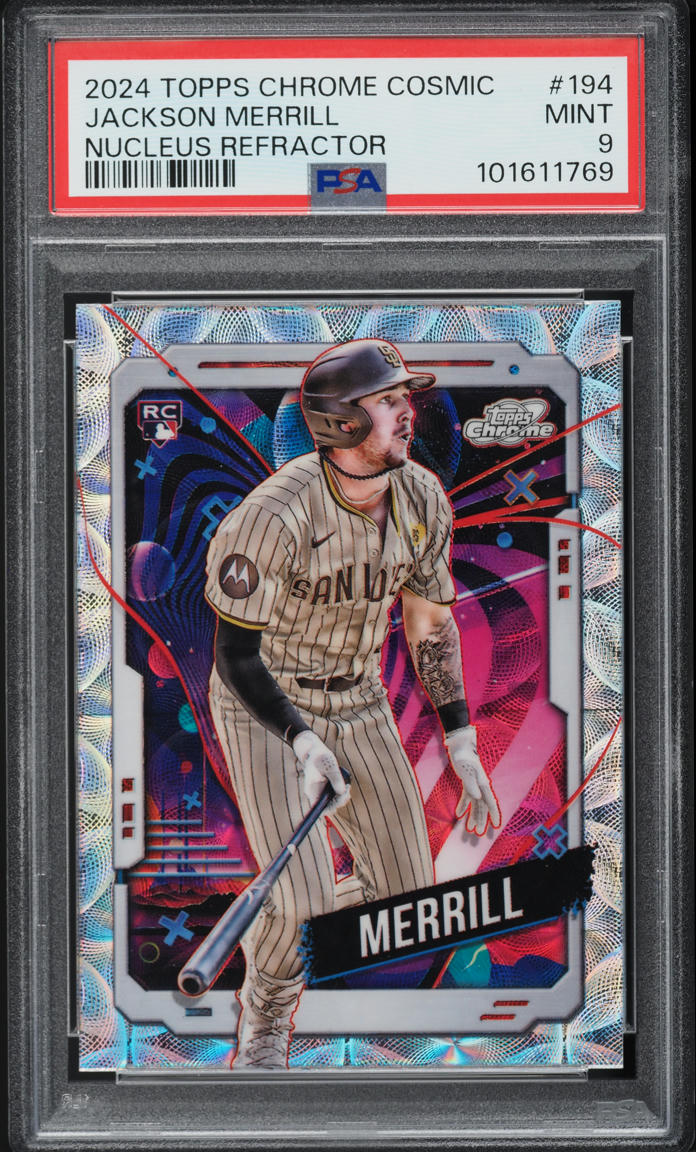 2024 Topps Chrome Cosmic Nucleus Refractor Jackson Merrill ROOKIE #194 PSA 9