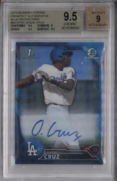 2016 Bowman Chrome Autographs Blue Refractors Oneal Cruz RC Auto /150 BGS 9.5