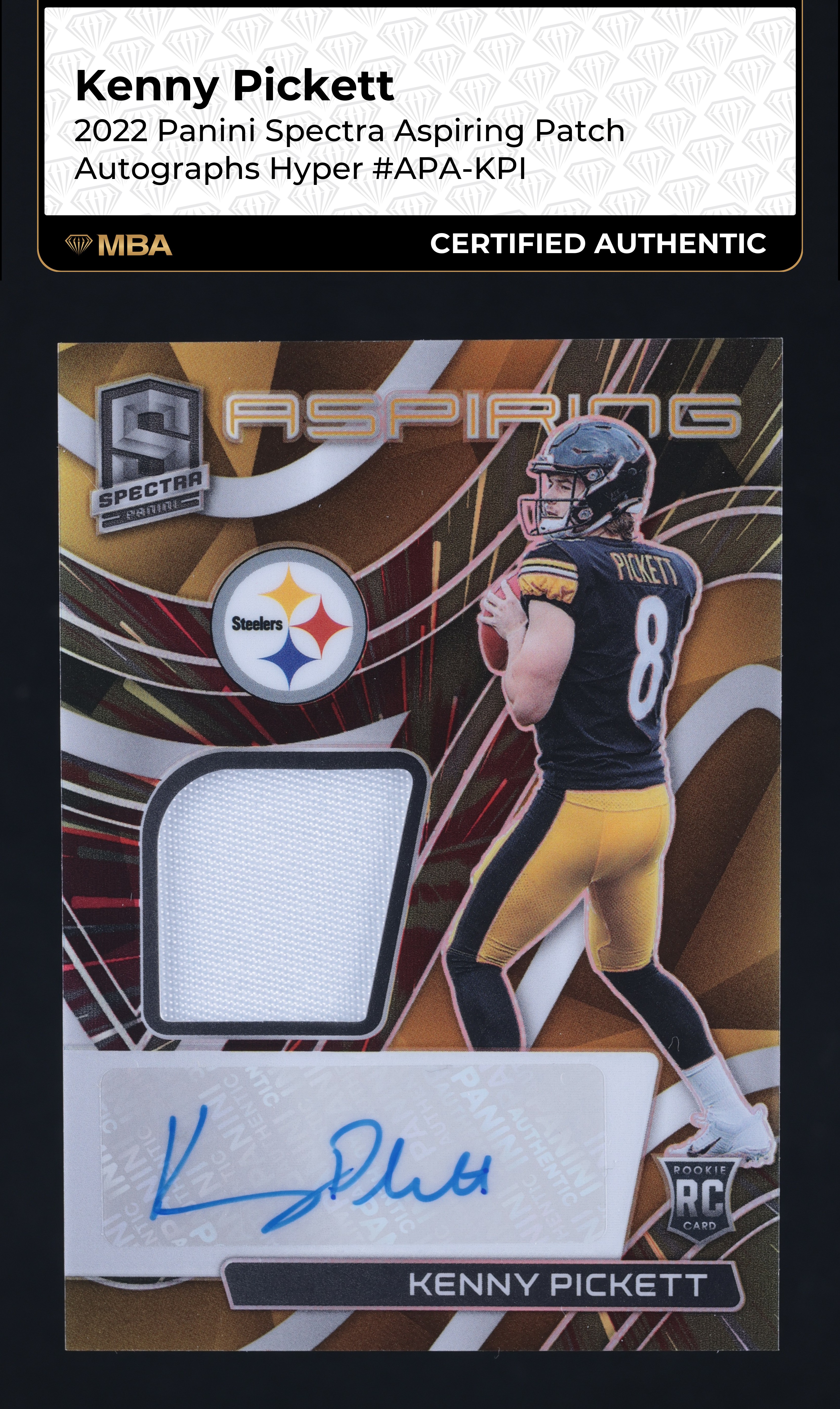 2022 Panini Spectra Aspiring Hyper Kenny Pickett ROOKIE PATCH AUTO /60 MBA AUTH