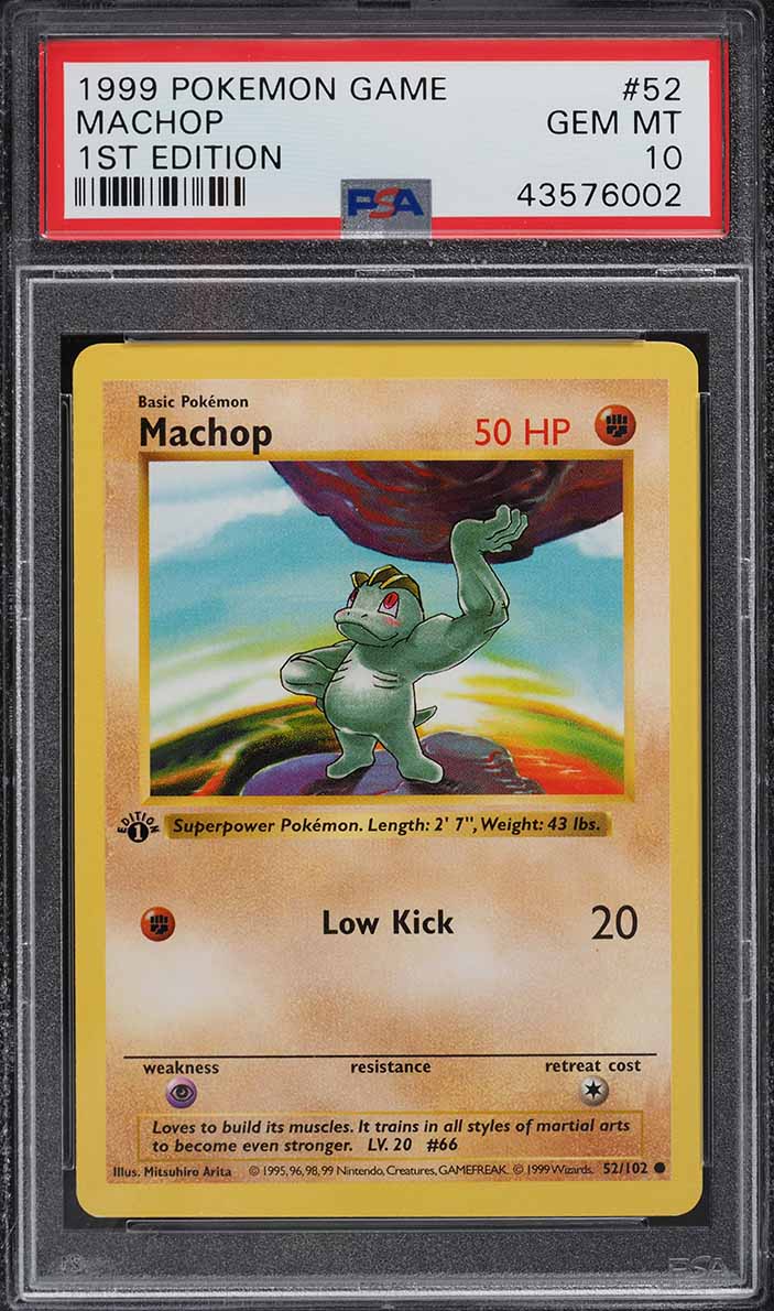 1999 Pokemon Base Set Shadowless 1st Edition Machop #52 PSA 10 GEM MINT