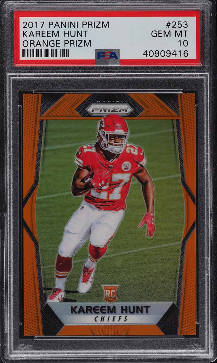 2017 Panini Prizm Orange Kareem Hunt ROOKIE RC /275 #253 PSA 10 GEM MINT