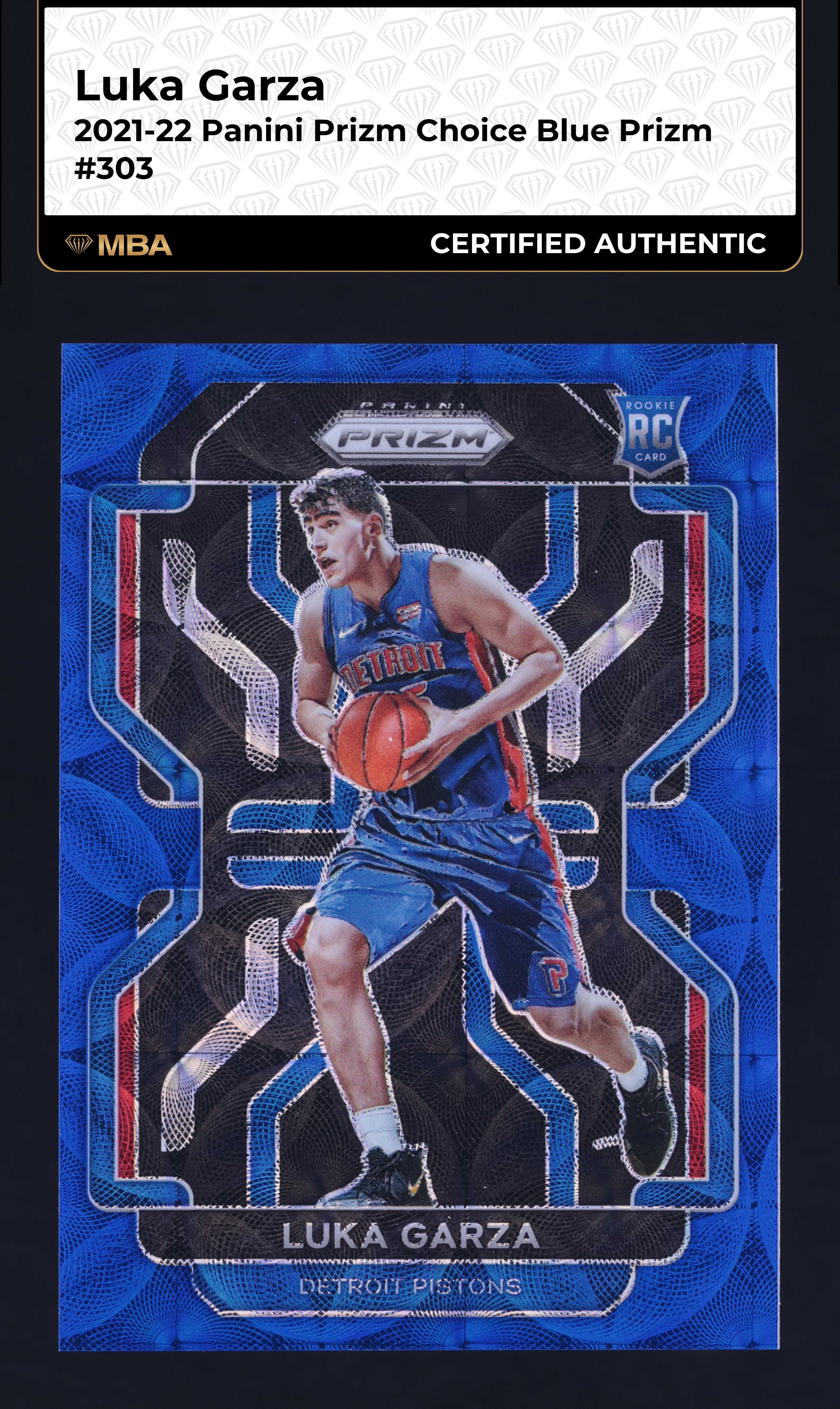 2021 Panini Prizm Choice Blue Luka Garza ROOKIE /39 #303 MBA AUTH